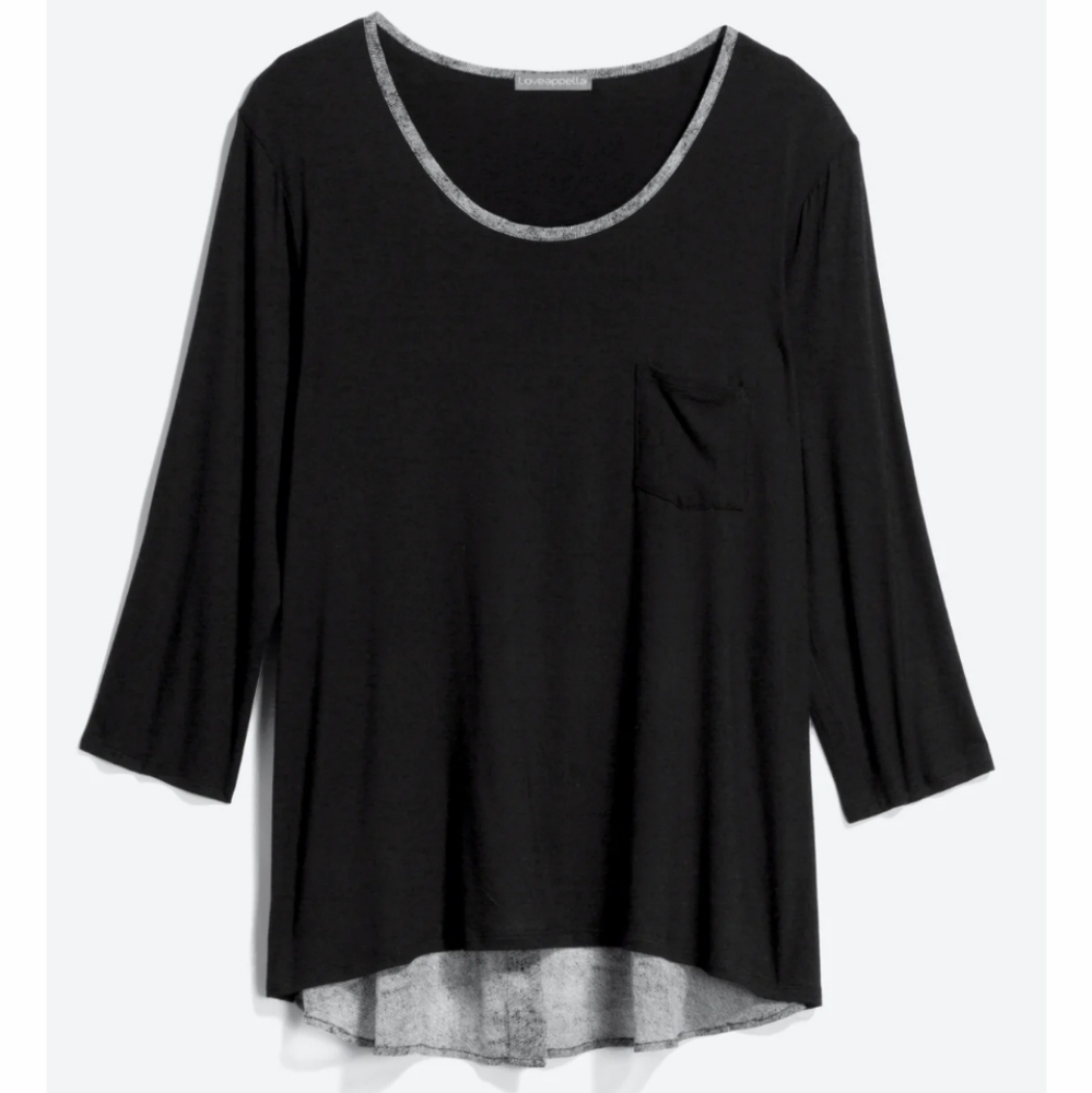 Black Women's Top - Button Back Detial